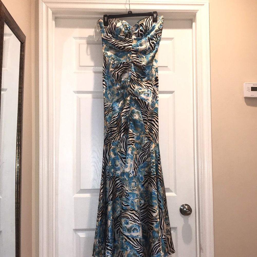 Zebra blue maxi long dress